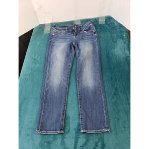 American Eagle Jeans Size 0 Womens Blue Pants Stretch Denim Mid Rise Artist Crop